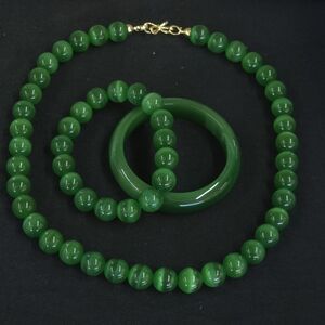 Vibrant Green Beaded Necklace Set